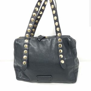 Isabella Fiore bag black pebbled leather with gold tone studs shoulder/crossbody